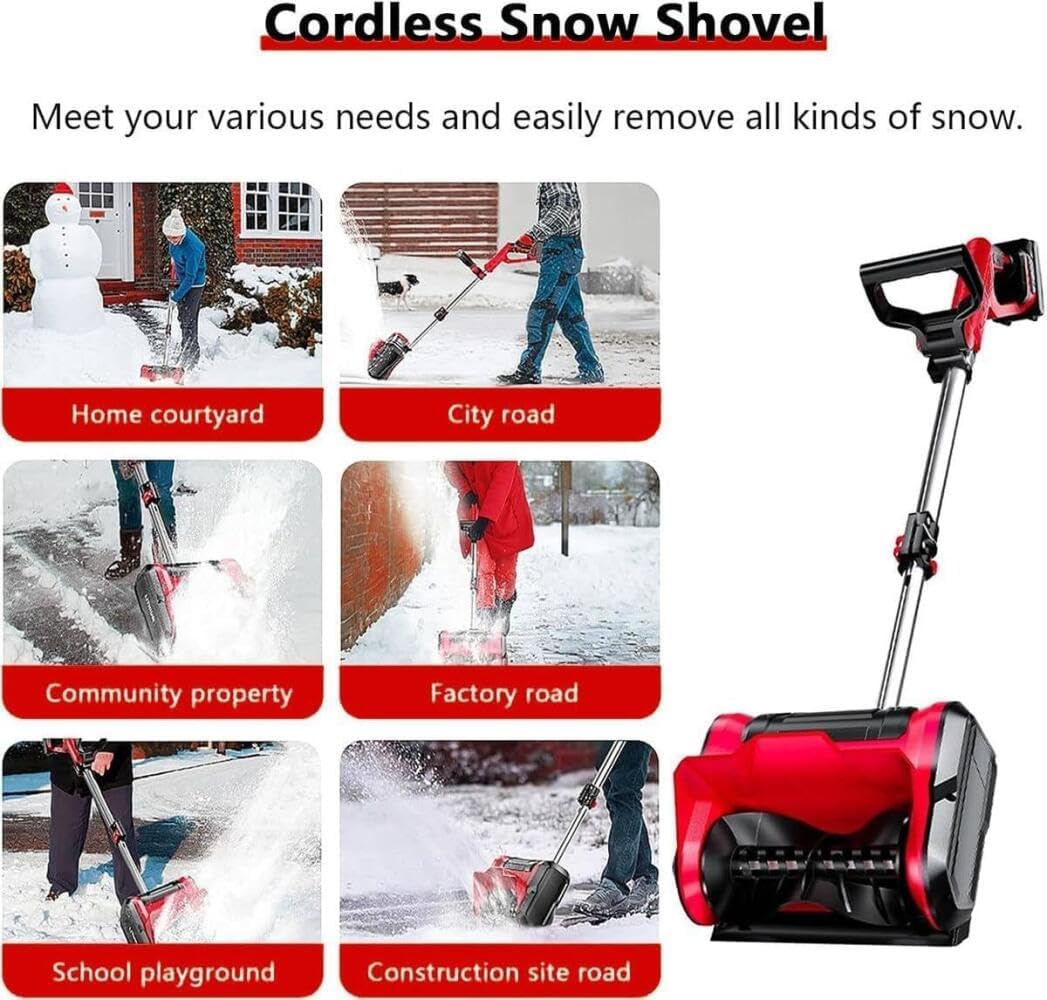 Déneigeuse sans Fil, 1200 W, Batterie 20 V Double, Largeur 32 Cm, Profondeur De Déneigement 16 Cm, Manche Télescopique Réglable 46-55 Cm, pour Allée, Patio Et Jardin