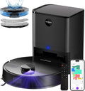 MONSGA Aspirateur Robot Laveur 5000Pa Aspiration avec Station & 3.5L Collecteur de Poussière, 180min, Navigation LiDAR & Cartographie, Idéal pour Tapis Poils d'animaux, App