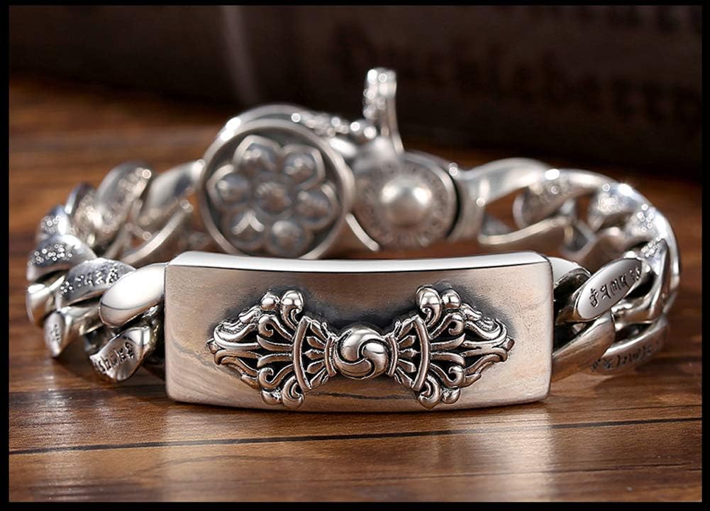 ZEDARO Bracelet jonc en Argent Sterling 925 pour Homme, Bijoux à la Mode rétro Simple à Six caractères Mantra Dominateur, Bijoux Souvenir Cadeau Unisexe.