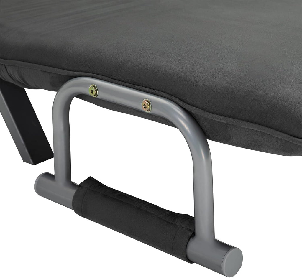 HOMCOM Canapé-lit 2 Places, Fauteuil Convertible avec Dossier réglable en 5 Positions, Chaise Longue avec 2 Coussins Inclus, canapé en revêtement Aspect suède déhoussable, 111x80x78cm, Gris foncé