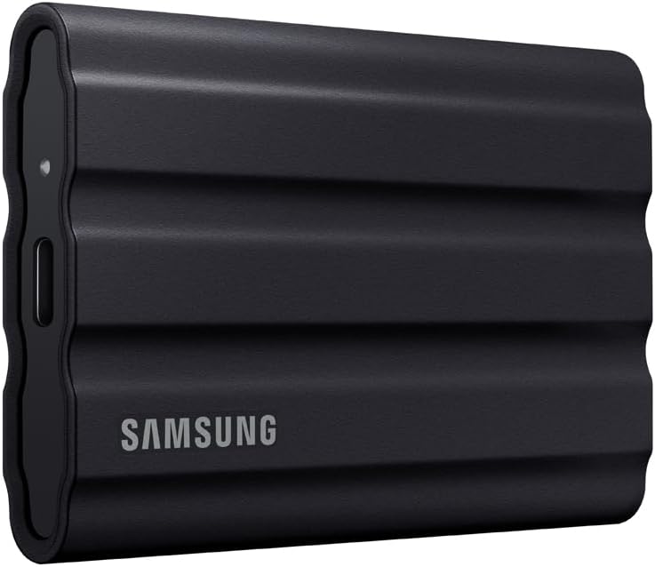 SSD Externe T7 Shield, 2 To, Noir, MU-PE2T0S/EU, vitesse de lecture/écriture jusqu'à 1050Mo/s, USB 3.2 Gen 2