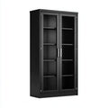 Vitrine en bois 80x40x180 cm - Noir - Meuble de rangement vitré pour intérieur