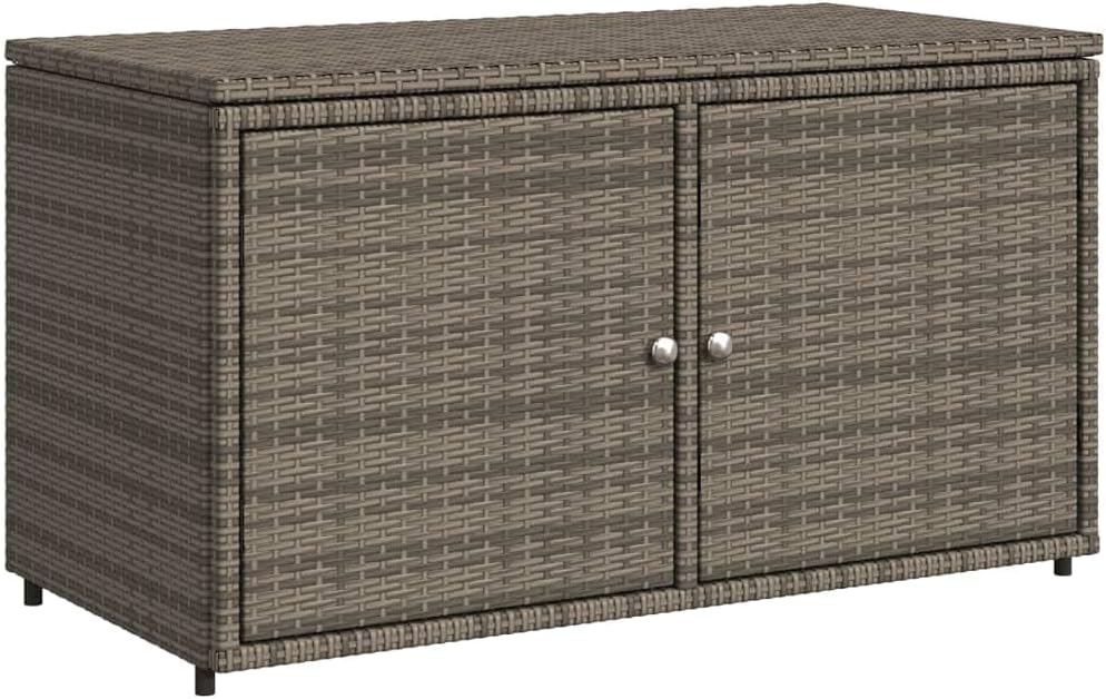 Canditree Armoire de Rangement de Jardin en Résine Tressée, Armoire Bass D'extérieur avec 2 Portes 2 étagère (Gris)