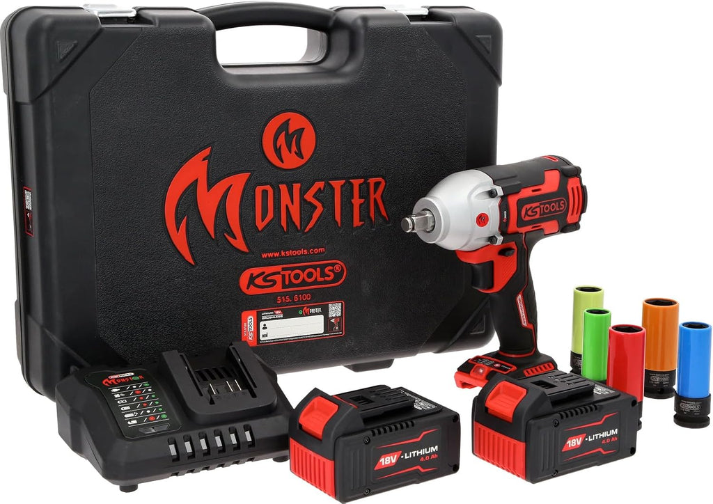 KS Tools 515.6100 eMONSTER Jeu de 9 tournevis à percussion sans fil 1/2"