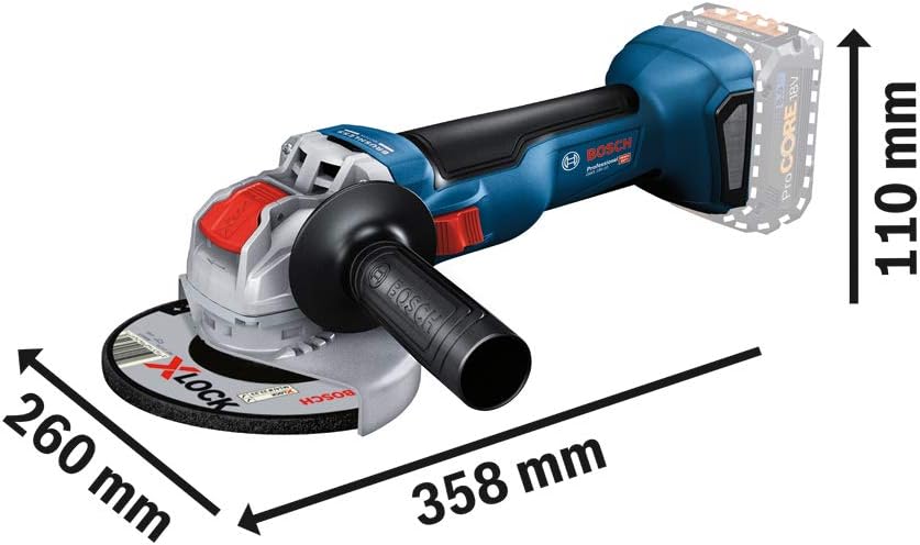 Bosch Professional 18V System meuleuse angulaire sans-fil GWX 18V-10 avec X-LOCK (Ø disque : 125 mm, avec capot de protection, poignée auxiliaire)