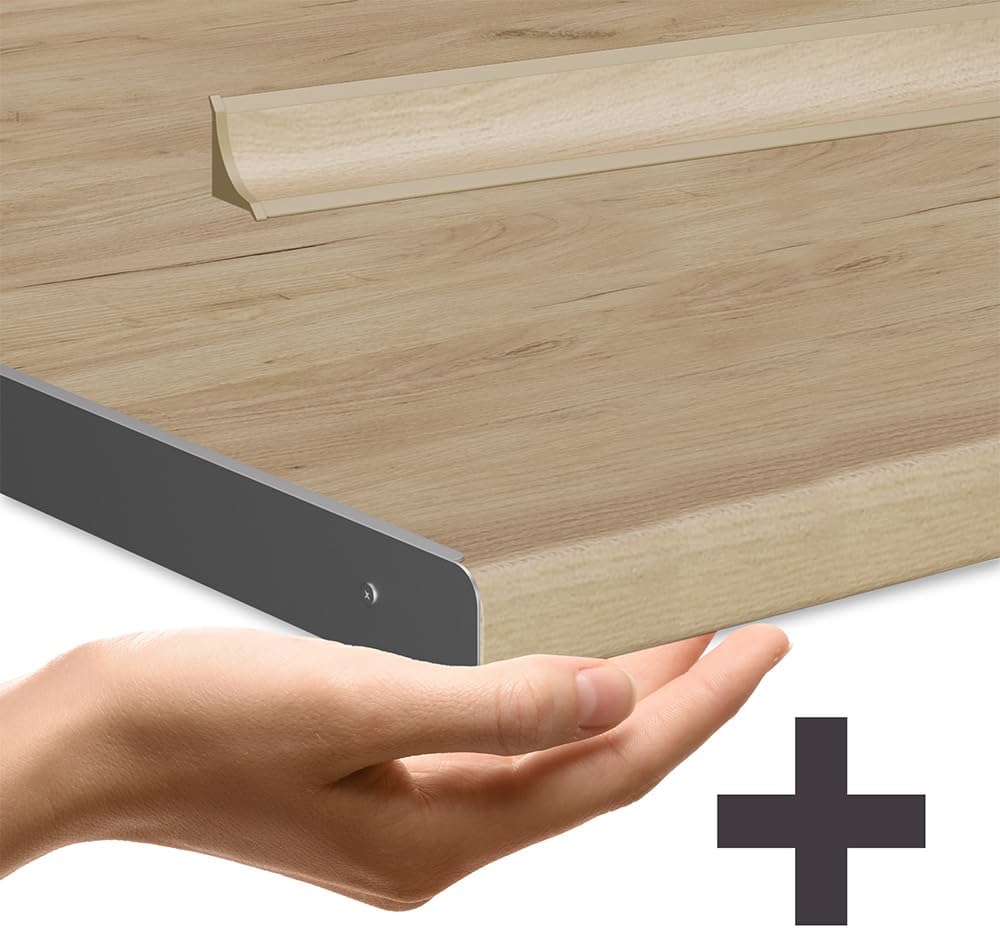 Vicco Cuisine R-Line, Gris Noble/chêne doré, 240cm, PT Chêne