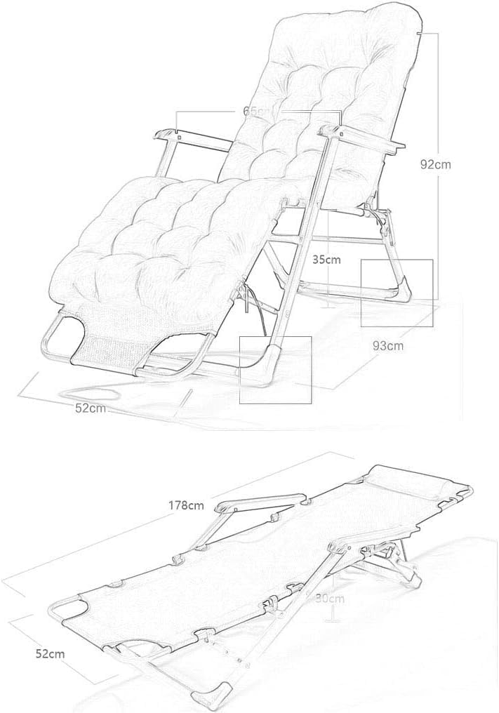 DANNMPX Chaise Longue Chaise Longue Inclinable en Tissu À Mailles Oxford Pliante Pause Déjeuner Accoudoir Incurvé pour Bureau Jardin Camping Pliante Relaxation B-Grey+Cushion