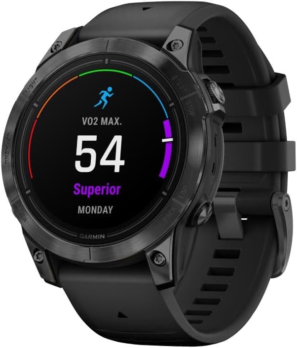 Epix Pro - Montre GPS Multisports connectée avec écran Amoled – Gray avec Bracelet Noir – Boîtier 51 mm