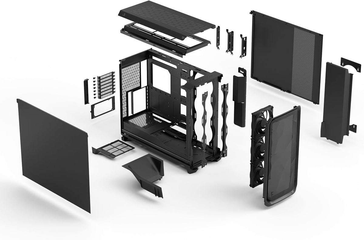 Fractal Design Meshify 3 XL Black - Boîtier PC Gaming, Flux d'air Élevé, Ventilateurs Momentum, E-ATX, GPU 512mm, Frontale en Maille