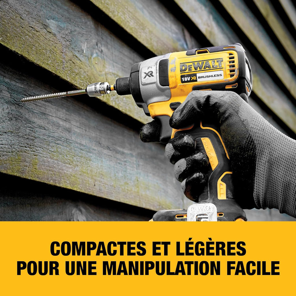 Kit Double18V XR Brushless – Comprend une Perceuse à Percussion Brushless, une Visseuse à Chocs, une Boîte de Rangement, un Chargeur Multivoltage et Deux Batteries XR 5Ah, DCK266P2-QW