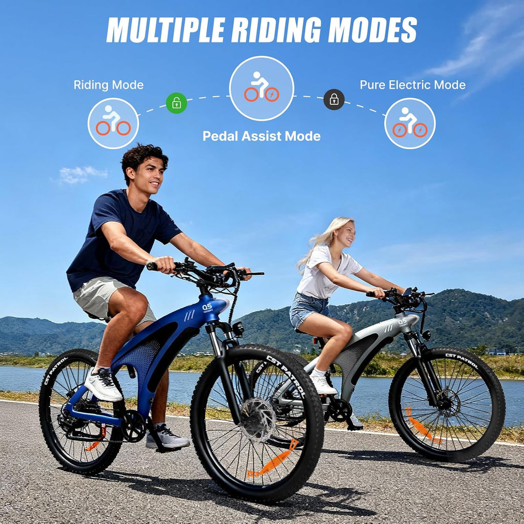 HX Q5 Vélo Électrique pour Adultes, E Bike 27,5 * 2,25'' Tout-Terrain, Jusqu'à 110km, 48V 20Ah Batterie Amovible, Shimano 7 Vitesses, VTT Électrique Homme Femme Fourche Suspendue, Freins Hydrauliques