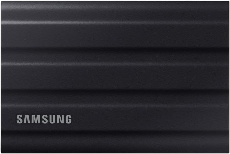 SSD Externe T7 Shield, 2 To, Noir, MU-PE2T0S/EU, vitesse de lecture/écriture jusqu'à 1050Mo/s, USB 3.2 Gen 2