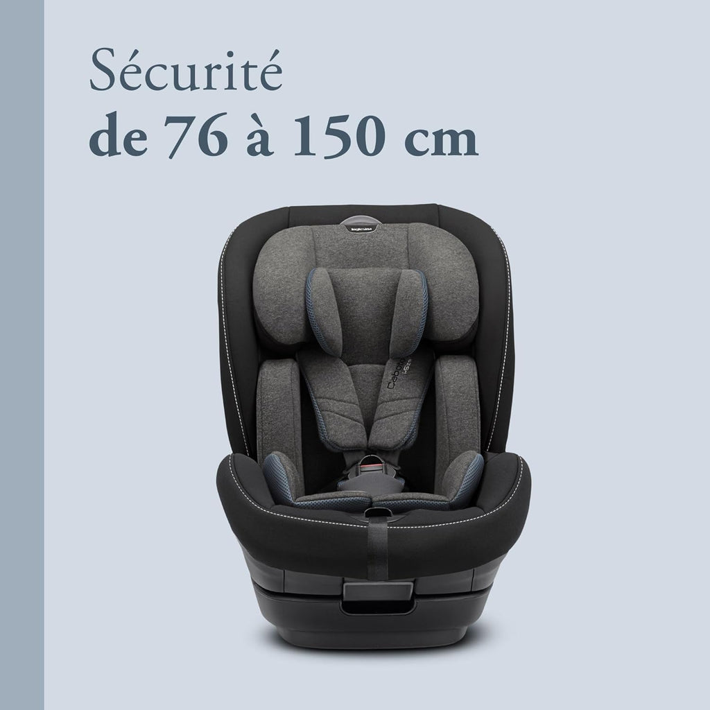 Inglesina Caboto i-Size Siège Auto, Isofix, de 15 mois à 12 ans environ, de 76 à 150 cm, Vulcan Black