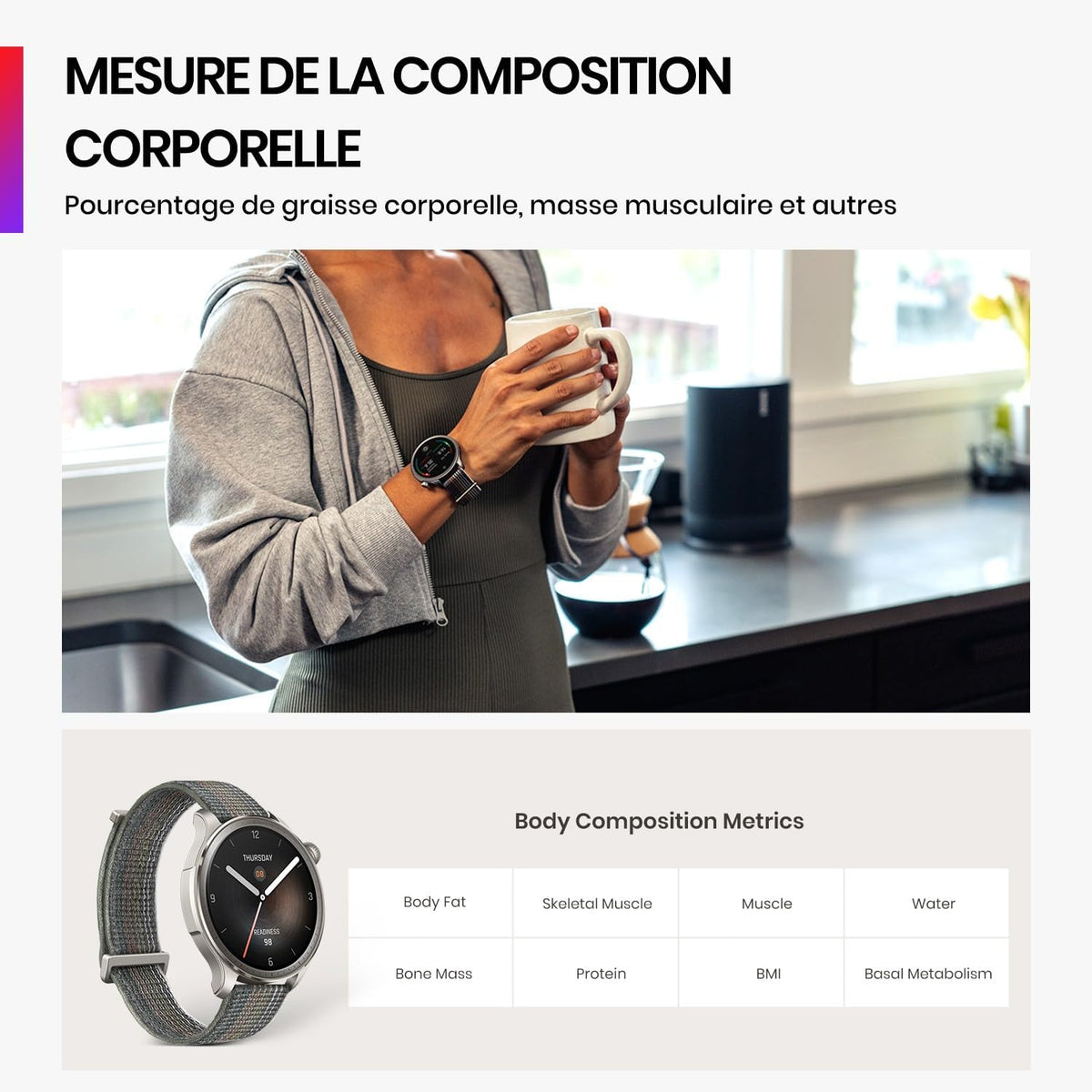 Amazfit Balance 46mm Montre Intelligente, Paiement Sans Contact NFC, de Fitness AI, Autonomie de 14 Jours, Surveillance du Sommeil et de la Santé, GPS, 150 Modes Sportifs pour Android et iPhone