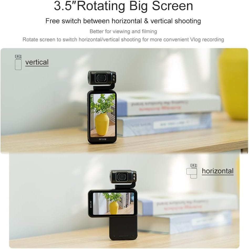 ORDRO M3 Caméra Vidéo Portable 5K/30fps Caméscope Vlogging Caméscope avec écran tactile rotatif de 3,5 pouces pour YouTube TikTok Video Vlog