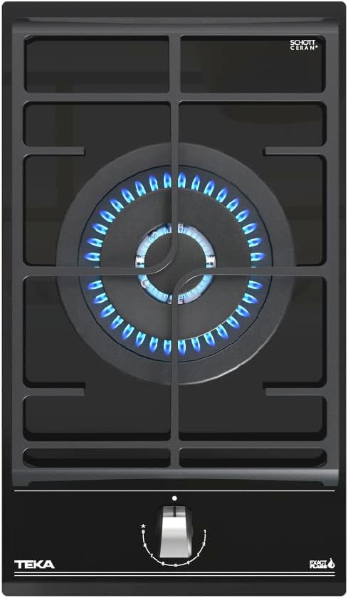 Teka Plaque en verre gaz de 30 cm avec fonction ExactFlame de gaz butane GZC 31330 XB Noir 9,8 x 30 x 51 cm