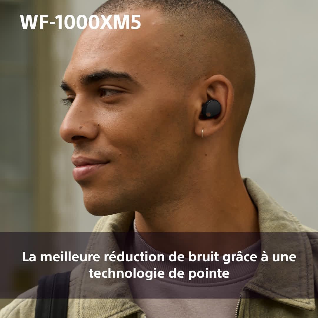WF-1000XM5 écouteurs sans Fil à réduction de Bruit, Bluetooth, Intra-Auriculaires avec Micro, 36 Heures d'autonomie, Charge Rapide, IPX4, Compatible iOS et Android - Noir