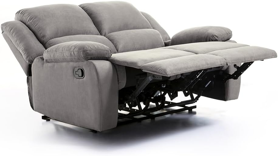 LOUNGITUDE - DETENTE - Canapé de Relaxation 2 Places en Microfibre - Gris
