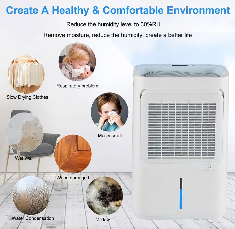 Déshumidificateur avec Ioniseur 20L/jour pour pièce jusqu'à 65m²,Filtre HEPA,Sèchage du Linge,Minuterie,Réservoir de 4.5L,Purificateur d'air Silencieux pour Maison,Cuisine,Bureau(ALPHA-Q20)