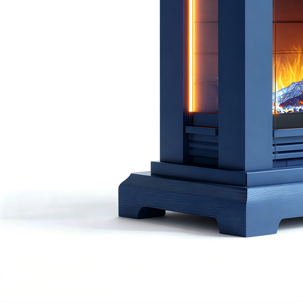 Cheminée électrique sur pied 85x30x105 cm - bleu/noir - effet flamme LED décoratif