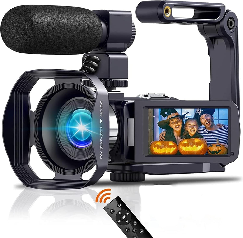 Caméscope Professionnel 4K caméra vidéo numérique for Le Streaming Vlog enregistreur 18X stabilisateur de Webcam en accéléré Cadeau pour débutants(64G SD Card,NA-U600-LT)
