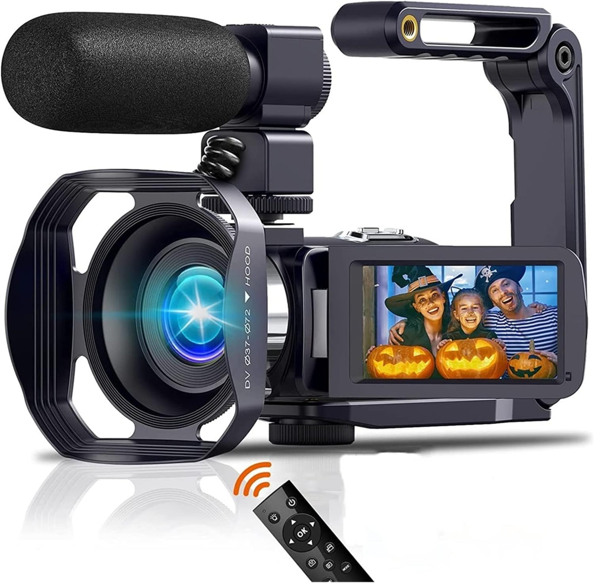 Caméscope Professionnel 4K caméra vidéo numérique for Le Streaming Vlog enregistreur 18X stabilisateur de Webcam en accéléré Cadeau pour débutants(64G SD Card,NA-U600-LT)