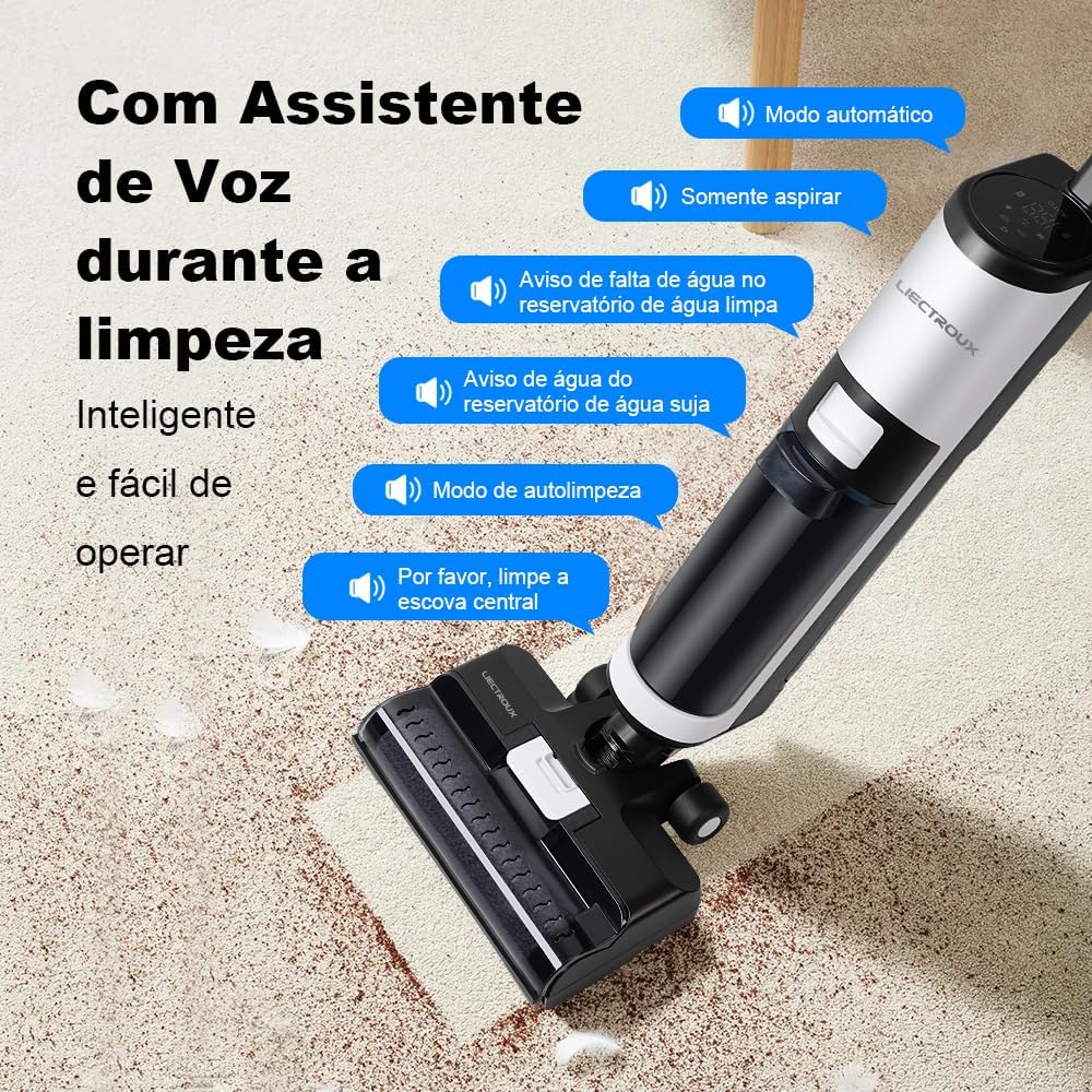 LIECTROUX i7 Pro Aspirateur Eau et Poussière Intelligent Sec et Humide, système de contrôle Intelligent, autonettoyage, essorage et Propulsion, Affichage numérique, Guidage Vocal