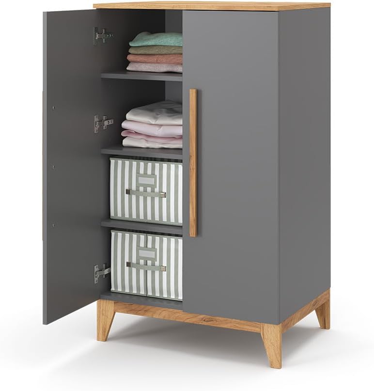 VitaliSpa Armoire pour Enfants Malia, Gris, 53.4x120cm