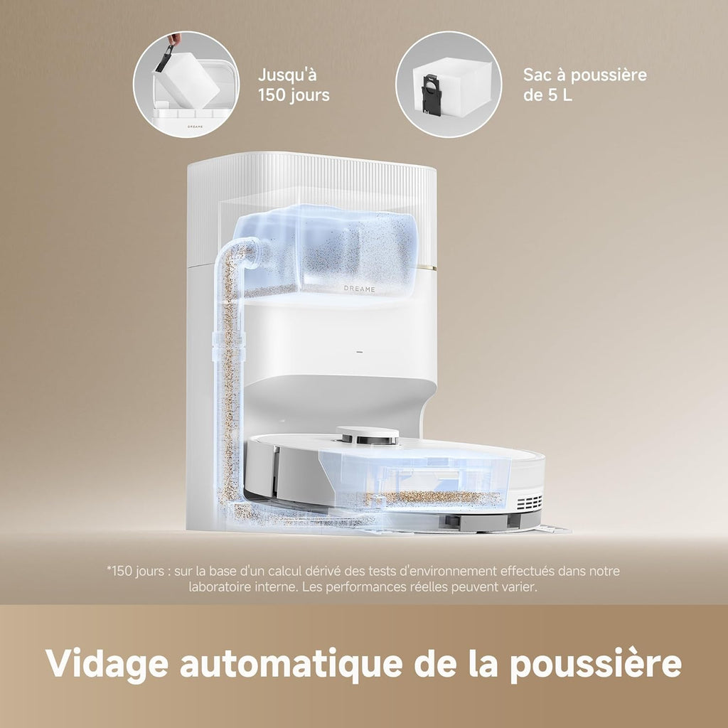 dreame D20 Pro Plus Robot Aspirateur 2-en-1, 13 000 Pa, Double Brosse, Auto-Vidage, Laser Navigation, Capteur Distance, Poils d’Animaux, Coins, Sols Durs & Tapis, Batterie 5200 mAh