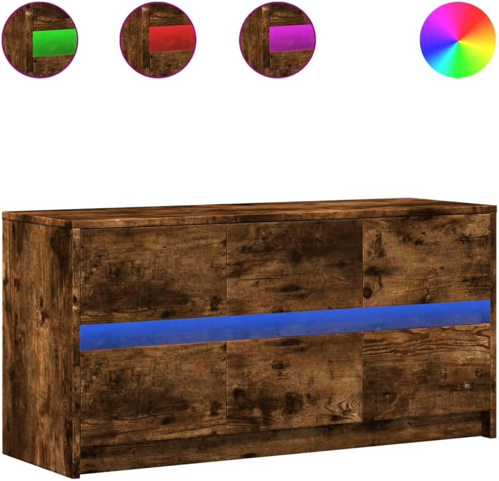 Festnight Meuble TV LED Meuble TV 100 cm Banc TV Table TVTable Television Salon Meubles pour Audio/vidéo Meuble de Salon-Chêne fumé-100 cm