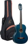 Ortega Guitars Guitare Classique 4/4 - Slim Neck - Family Series - Housse Incluse - Épicéa / Acajou, Bleu R121SNOC