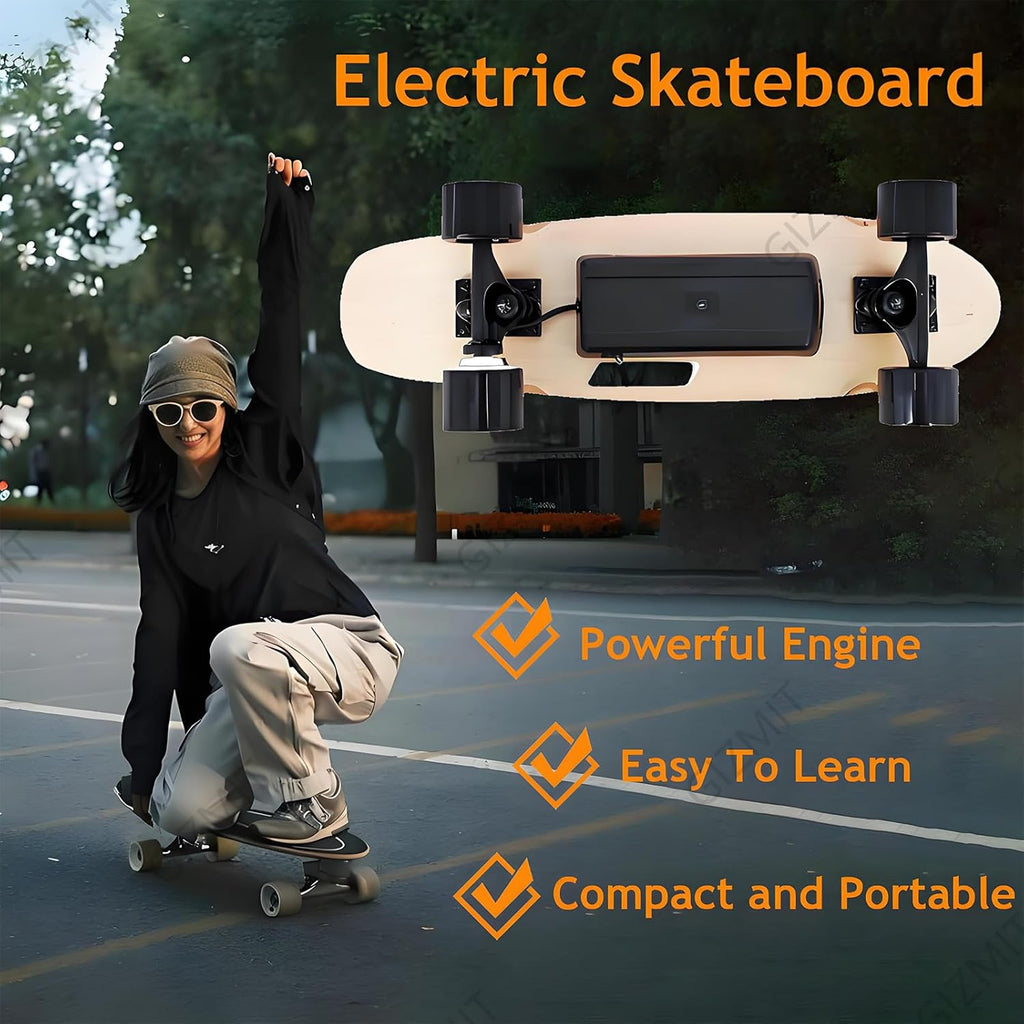 GIZMIT Skateboard électrique pour Adultes, Tout-Terrain, avec télécommande - Vitesse maximale de 24 km/h, autonomie de 13 km, idéal pour Adolescents et Adultes, Conception Robuste