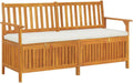 vidaXL Banc de Rangement avec Coussin, Siège avec Rangement, Canapé Rembourré, Meuble de Intérieur et Extérieur, Marron Bois d'Acacia Massif