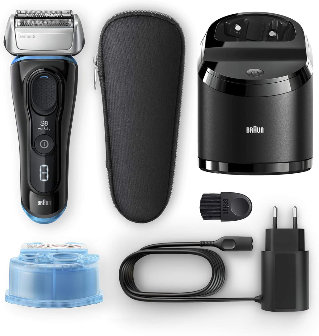 Braun Series 8 8385cc Nouvelle Génération, Rasoir Électrique Barbe Homme, Station Clean&Charge, Étui Tissu, Noir, Idée Cadeau Homme