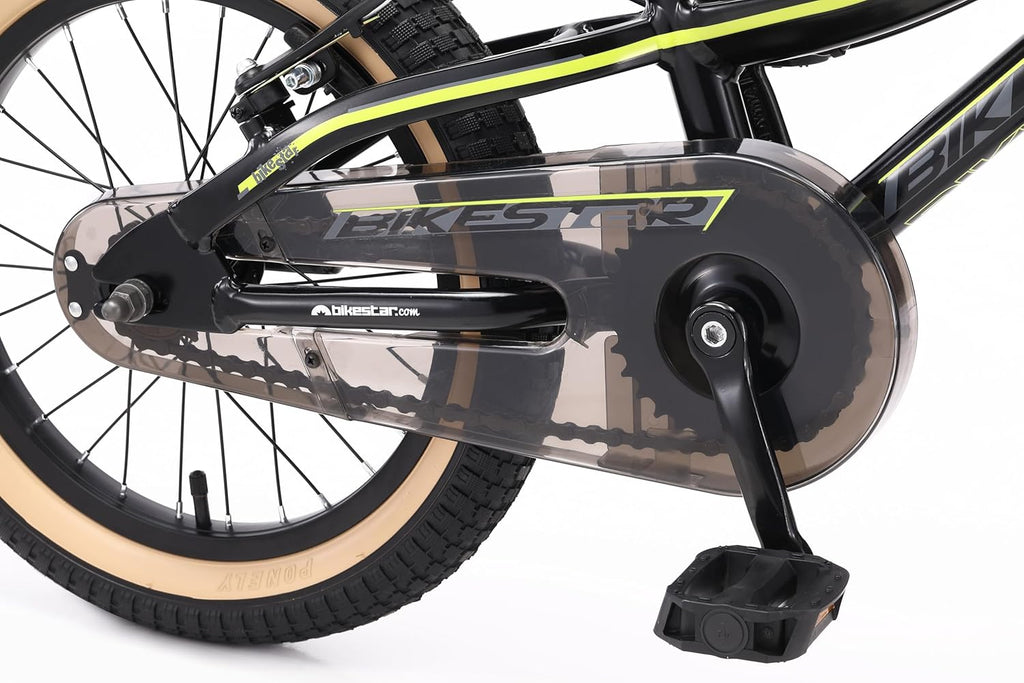 BIKESTAR Vélo Enfant en Aluminium pour Garcons et Filles de 4-5 Ans | Bicyclette Enfant 16 Pouces vélo de Montagne avec Freins en V | Noir Vert