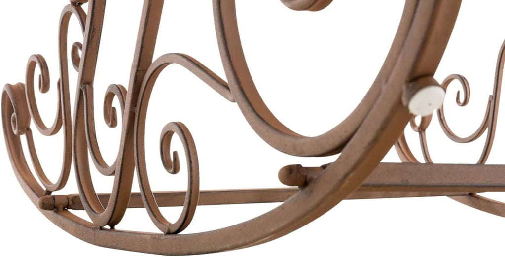 CLP Lot De 2 Fauteuils A Bascule en Fer Forgé Smilla I Rocking-Chair D'Extérieur avec Dossier Haut Et Accoudoirs, Couleur:Marron