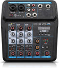 Mixeur audio, Interface de contrôleur de son DJ for mixeurs en direct avec clé USB for enregistrement sur ordinateur Mixeur audio de studio 4/6 canaux Professionnel et débutant, 6 canaux(4 Channel)