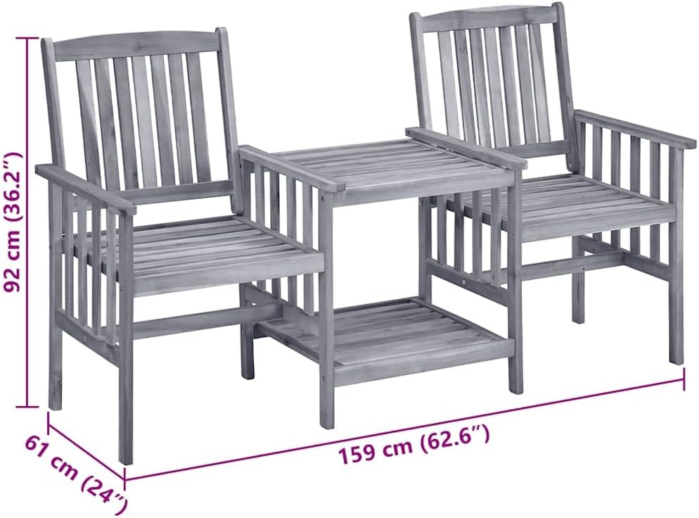 Générique Chaises de Jardin avec Table à thé et Coussins Acacia Solide,Salons de Jardin,3061312