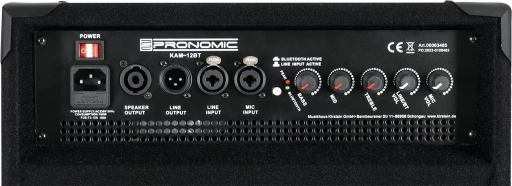 Pronomic KAM-12BT Monitor de Scène Actif - Enceinte PA avec Bluetooth - 120 Watts RMS , Égaliseur 3 Bandes - Woofer 12" - Tweeter 3"