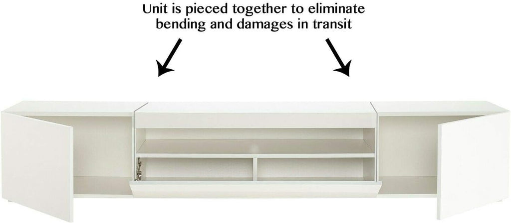 MMT DAIQ2000 Meuble TV pour TV 4K 65/70/75/80" avec lumières LED 200 cm de Large Blanc