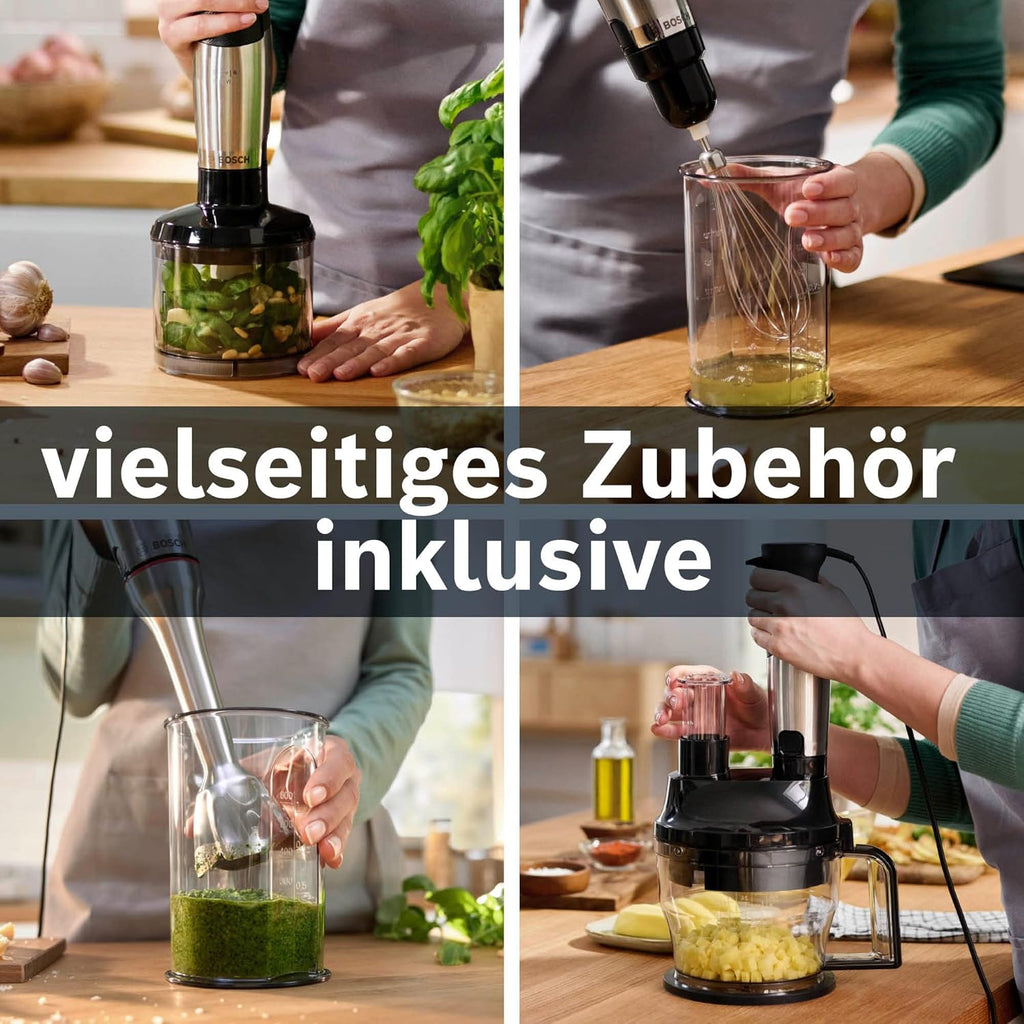 Bosch Haushalt ErgoMaster Serie 6 Mixeur plongeant 1200 W avec verre doseur, avec blender, multifonction, fouet, sans