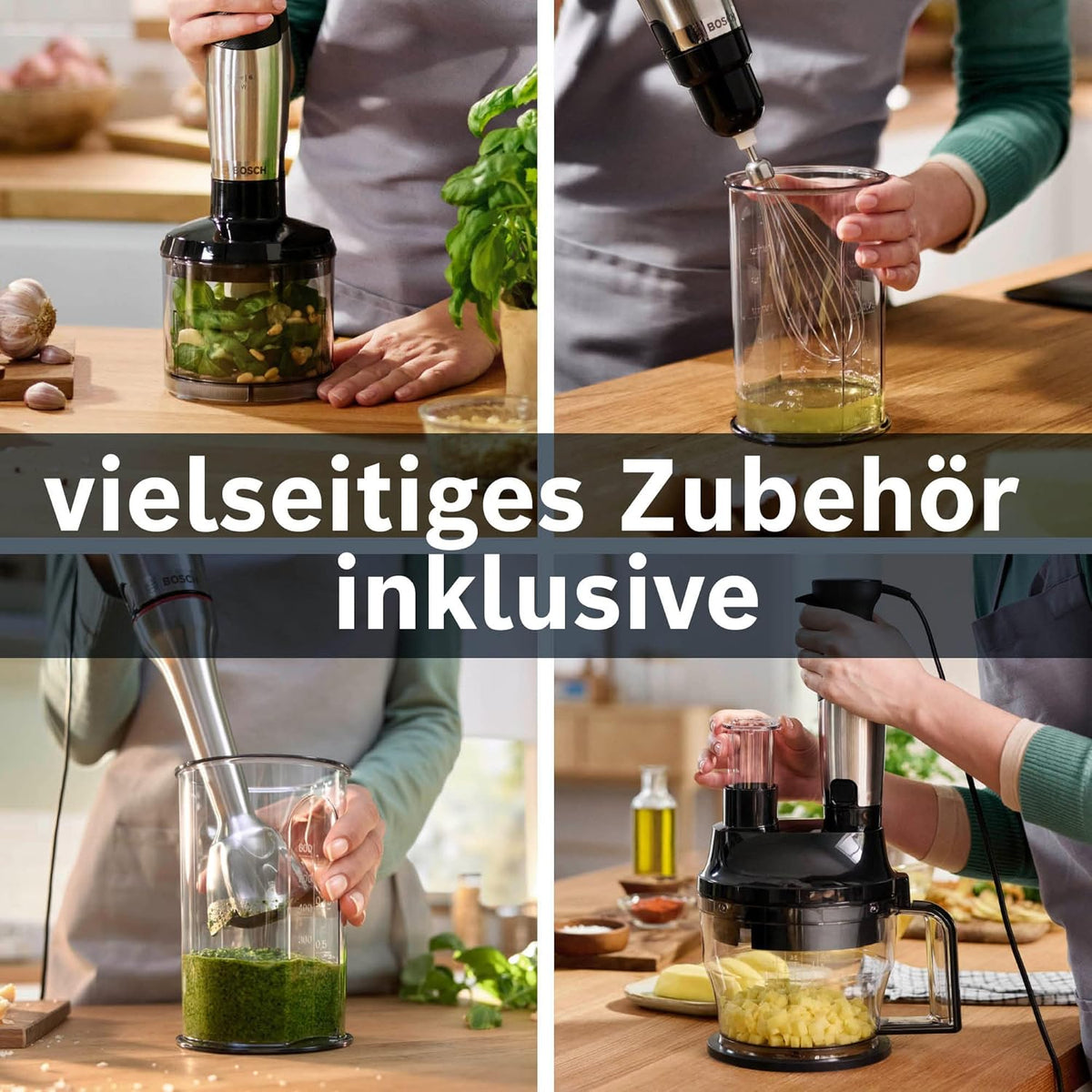 Bosch Haushalt ErgoMaster Serie 6 Mixeur plongeant 1200 W avec verre doseur, avec blender, multifonction, fouet, sans