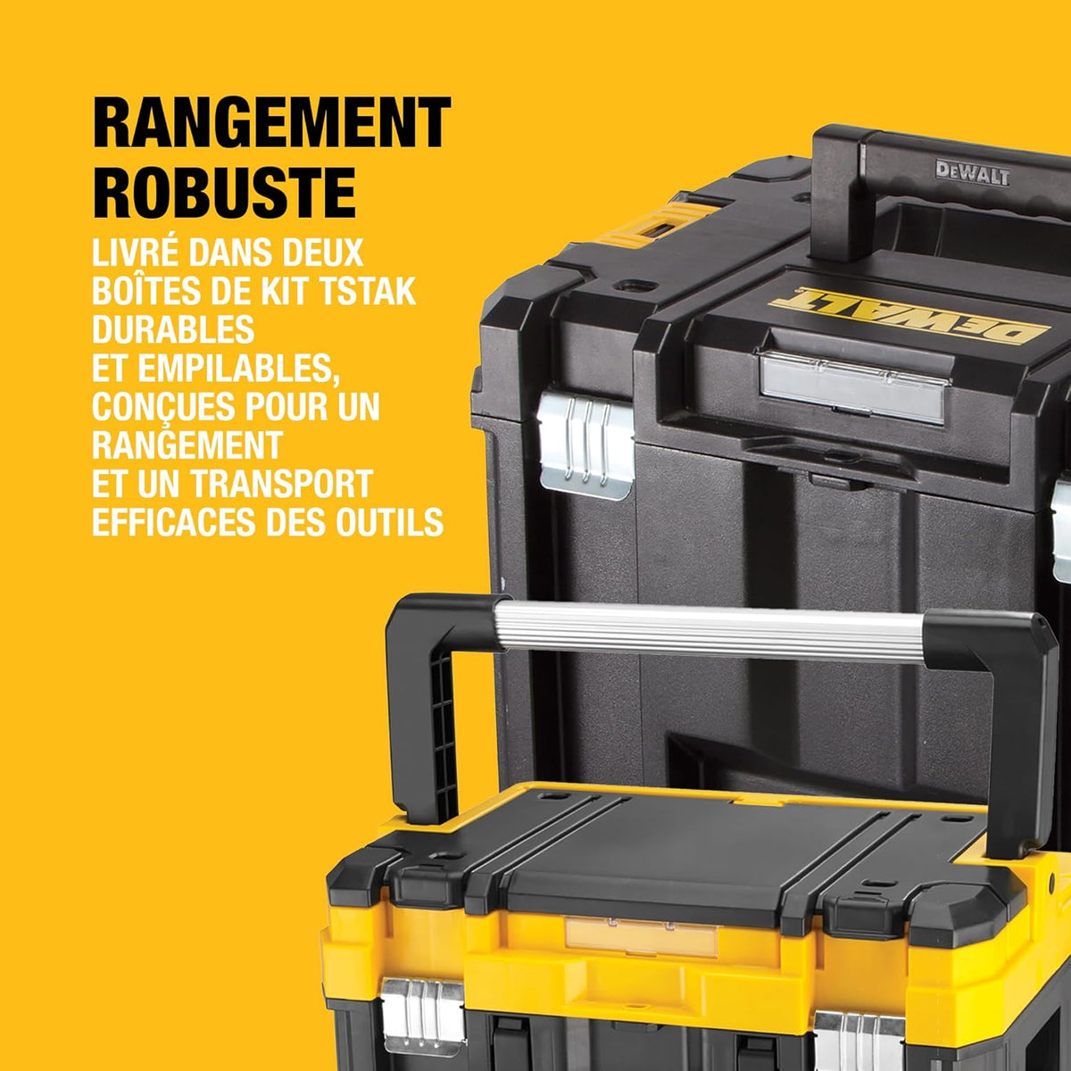 Pack 5 outils XR 18V, 1 perceuse-visseuse, 1 visseuse à chocs à 3 vitesses, 1 scie sauteuse, 1 scie circulaire, 1 lampe LED, 3 batteries 5Ah, 1 chargeur et 2 coffrets TSTAK, DCK551P3T-QW
