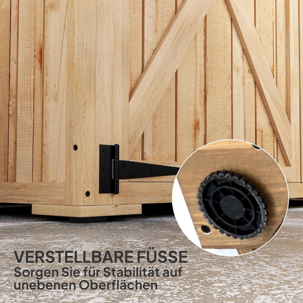 Outsunny Armoire de jardin en bois, abri de jardin avec double porte verrouillable, toit en asphalte, étagère 116,5x57x167cm, résistant aux intempéries, abri de jardin pour le jardin, la terrasse,