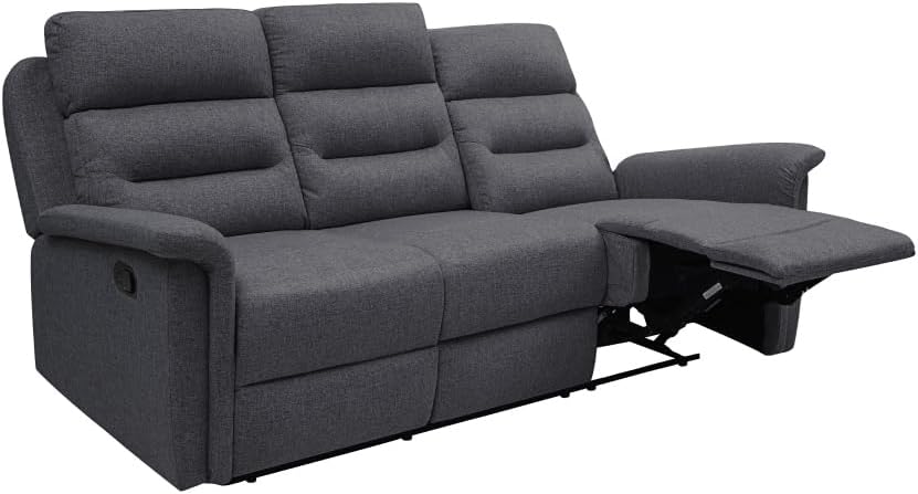 LOUNGITUDE - Canapé de Relaxation Manuel 3 Places en Tissu - Gris foncé