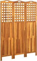 Paravent intérieur 3 Panneaux Pliables, Séparateur de pièce, Ecran d'Intimité Paravent Chambre à Coucher Maison Balcon, 121x2x170 cm Bois d'acacia