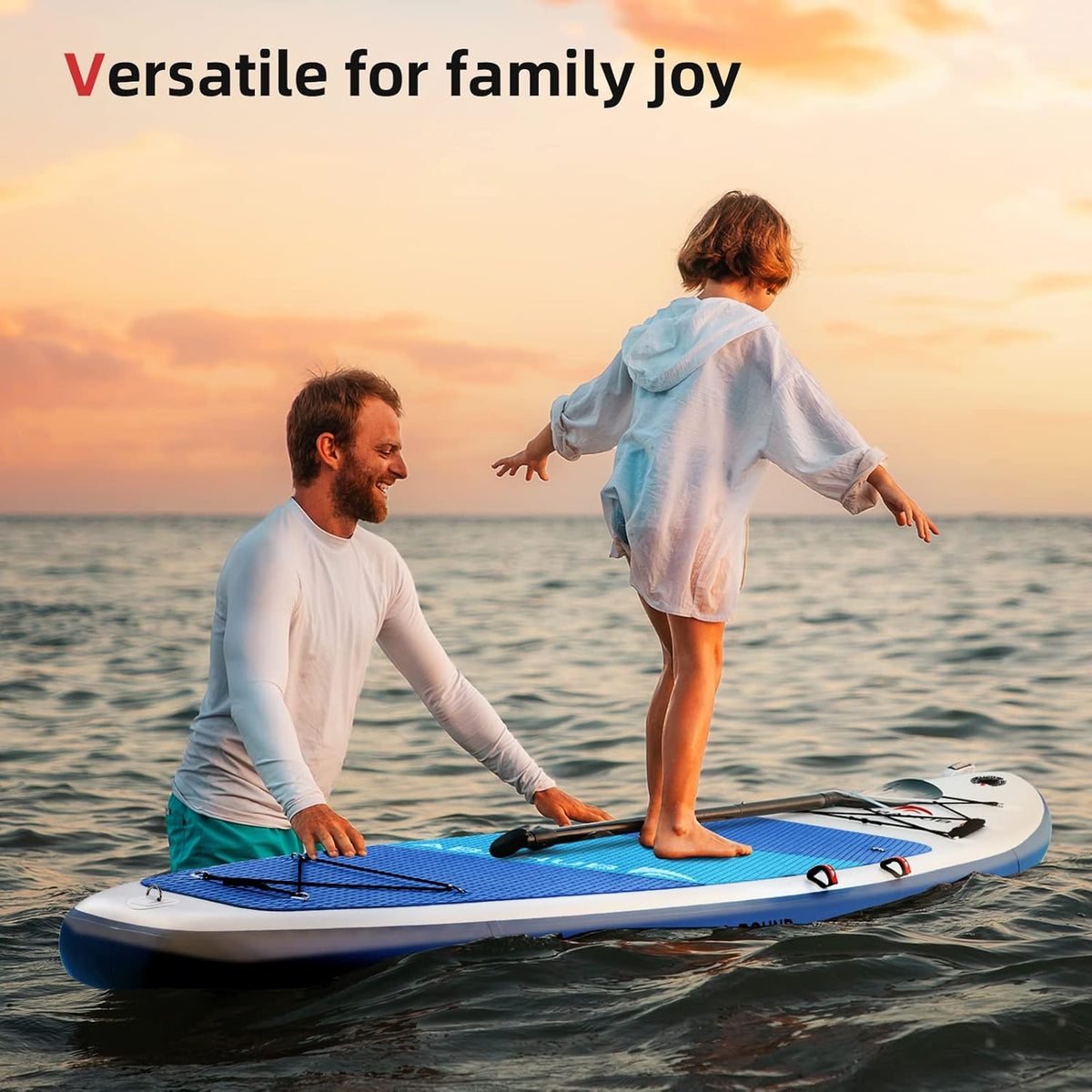 Abahub Planche de Sup Gonflable, 320x78x15cm Ensemble de Planche de Stand Up Paddle, Bleu/Vert/Orange avec Pagaie Aluminium Réglable, Siège Kayak