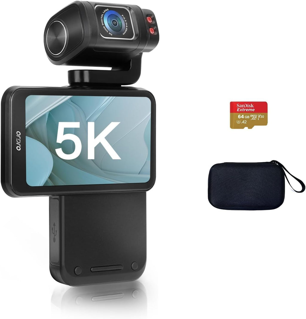 ORDRO M3 Caméra Vidéo Portable 5K/30fps Caméscope Vlogging Caméscope avec écran tactile rotatif de 3,5 pouces pour YouTube TikTok Video Vlog