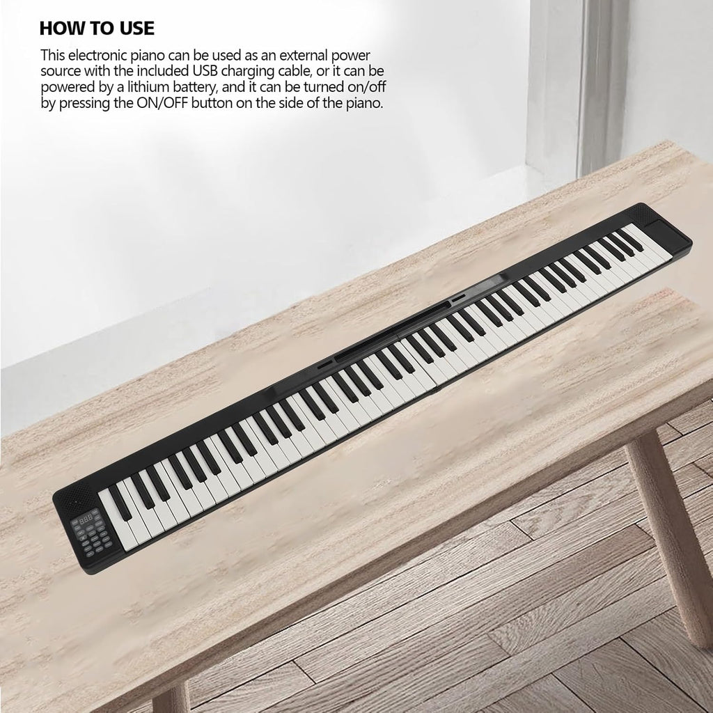 KIMISS Clavier de Piano Pliable Portable à 88 Touches pour Débutants – Orgue électronique Multifonctionnel avec Haut-parleur et Sac de Rangement