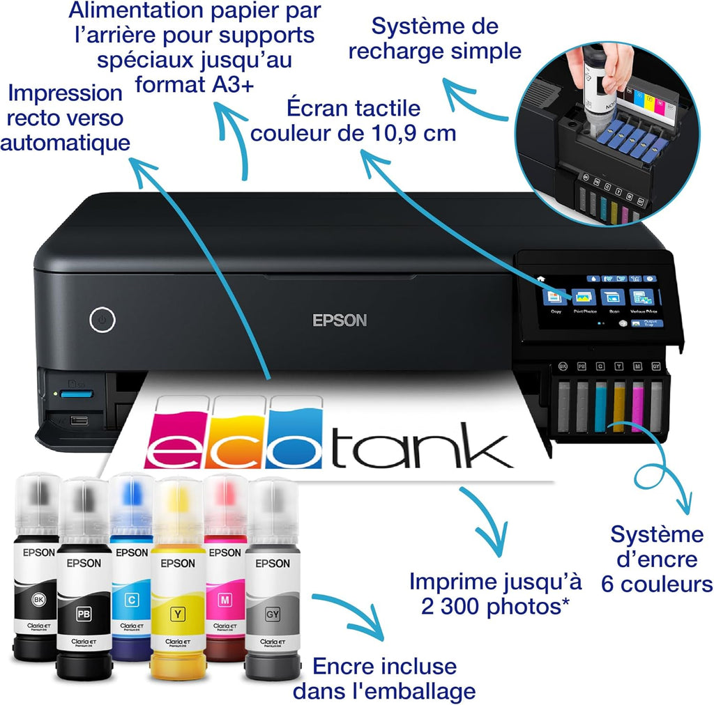 Imprimante photo A3+ EcoTank ET-8550 avec réservoir d’encre et Wi-Fi